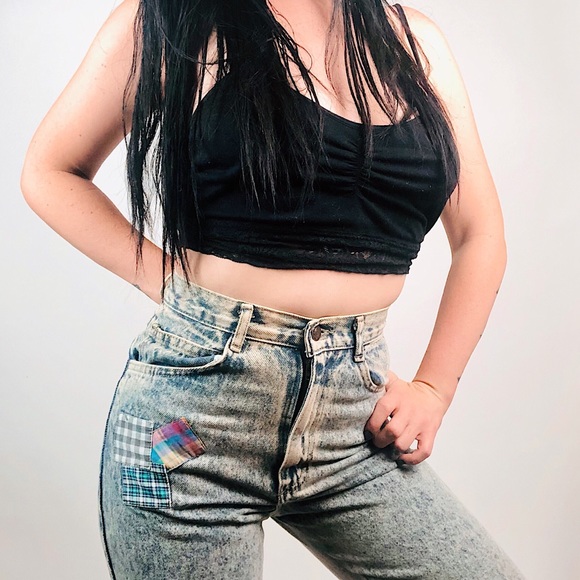 VTG 1980s Cap Ferrat Acid Wash Patchwork Denim - Picture 4 of 8